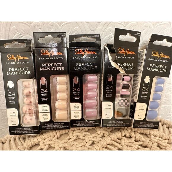 Sally Hansen Multi Patterns and French Tip Square Shape Nails New - Picture 1 of 5